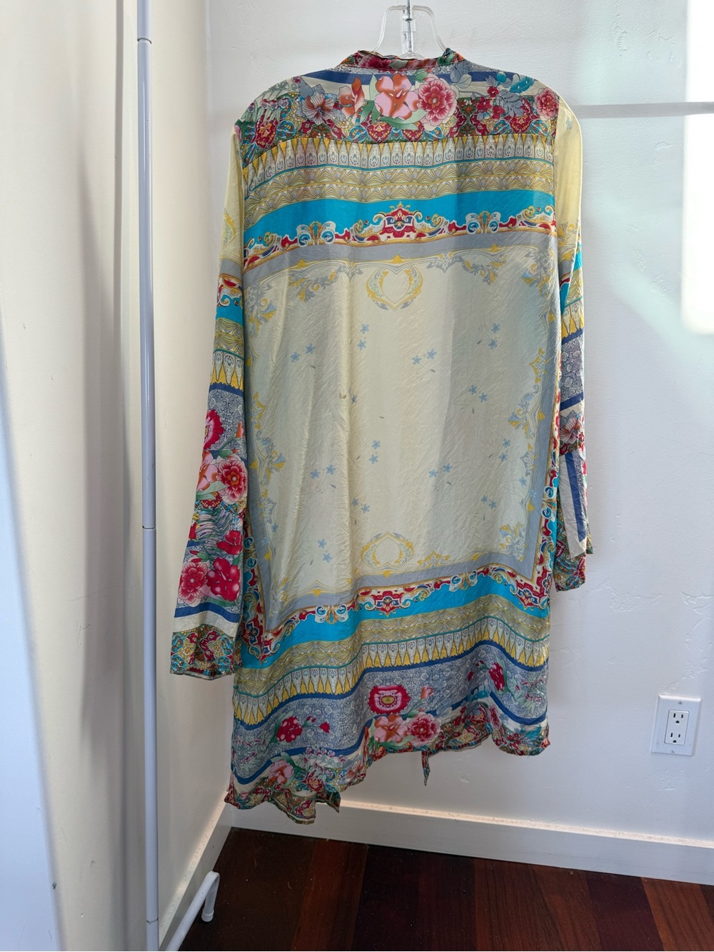 Johnny Was Multicolor Floral Silk Open Kimono Jacket - Picture 3 of 7